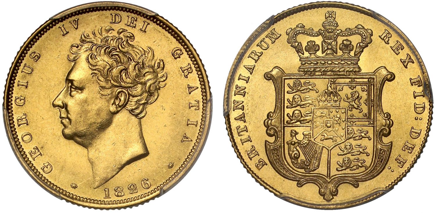 George IV 1826 Sovereign AU58 ex Ezen collection