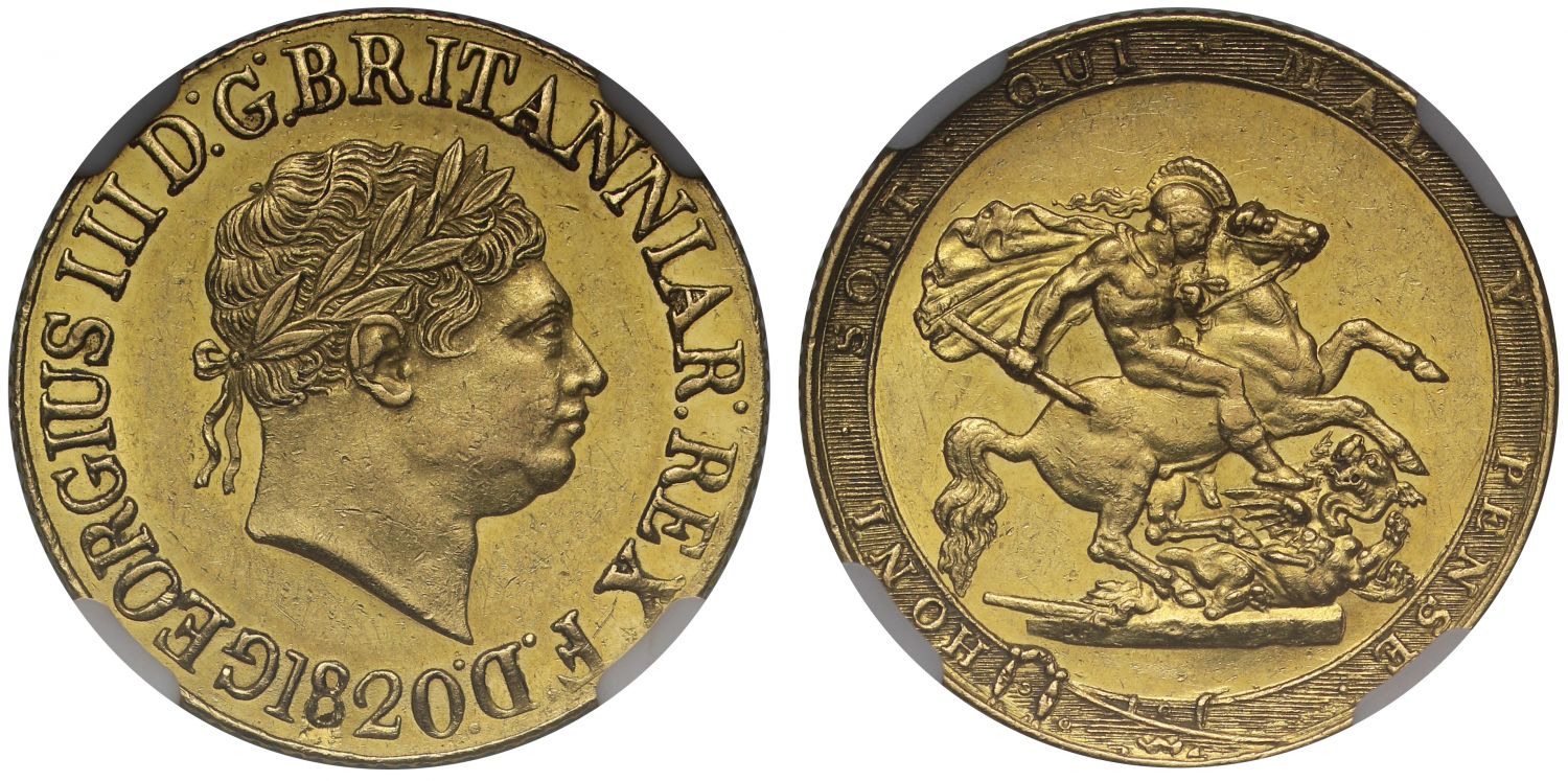 George III 1820 Sovereign MS62, open 2 neat arrangement final year in reign