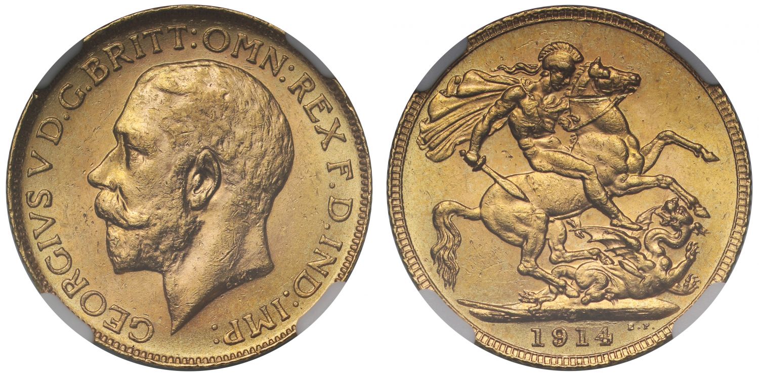 George V 1914-C Sovereign Ottawa Mint MS62