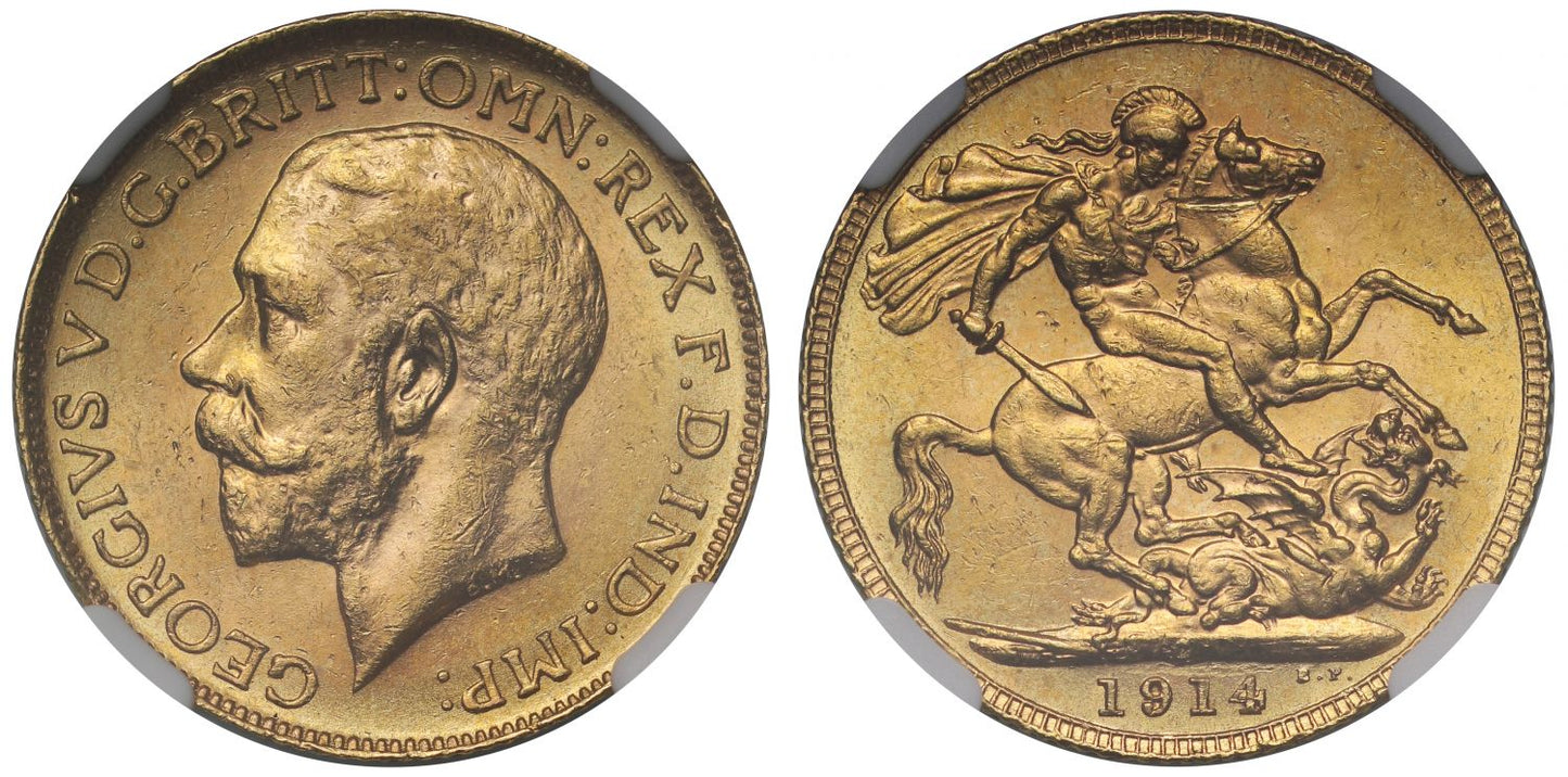 George V 1914-C Sovereign Ottawa Mint MS62