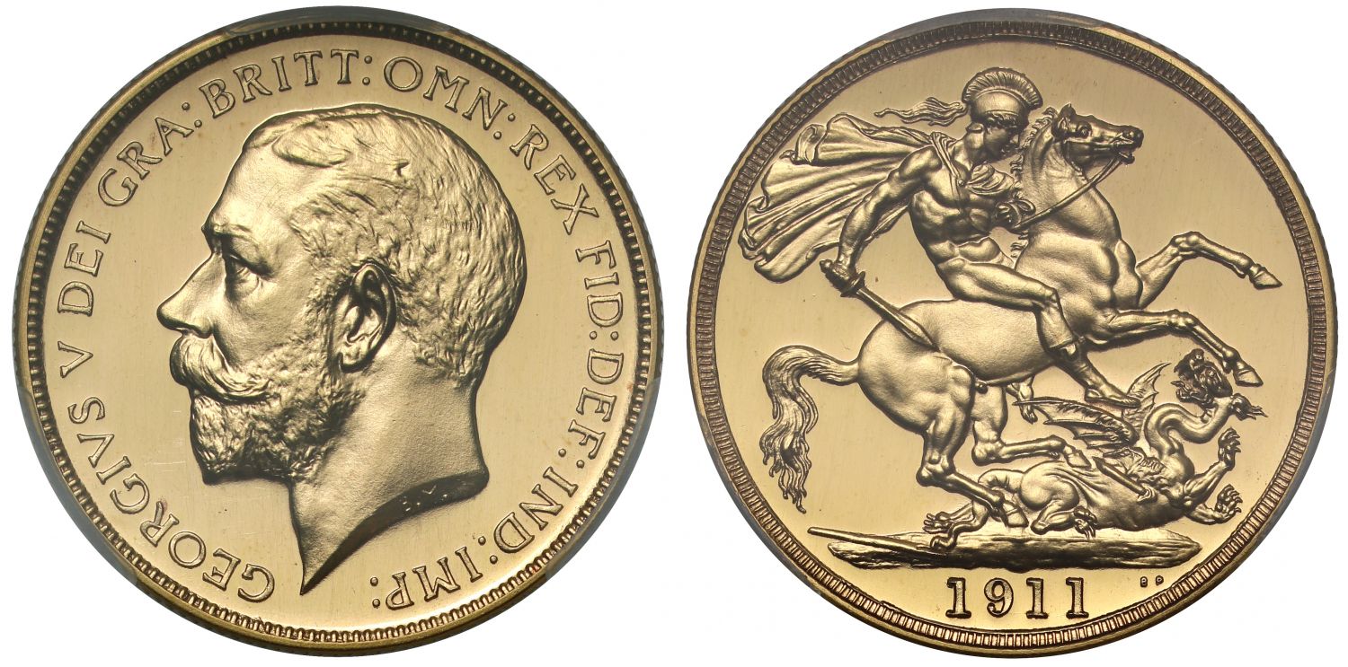 George V 1911 proof Two-Pounds, PR63 CAM, Coronation issue