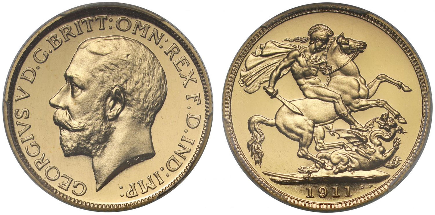 George V 1911 proof Sovereign PR65 CAM, Coronation issue