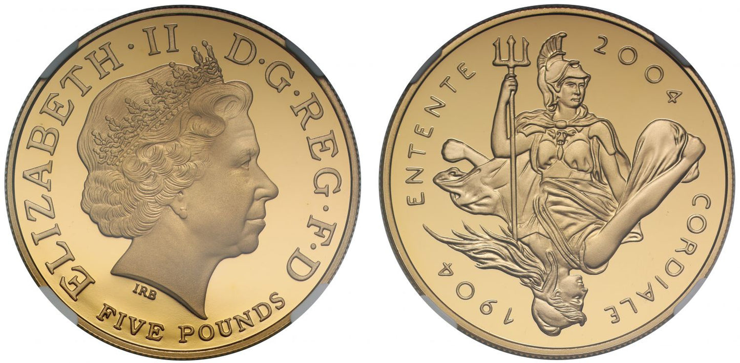 QEII 2004 PF70 UC £5 Entente Cordiale