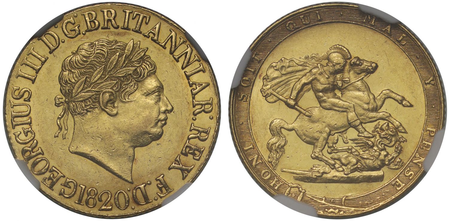 George III 1820 Sovereign MS62, open 2, final year for reign