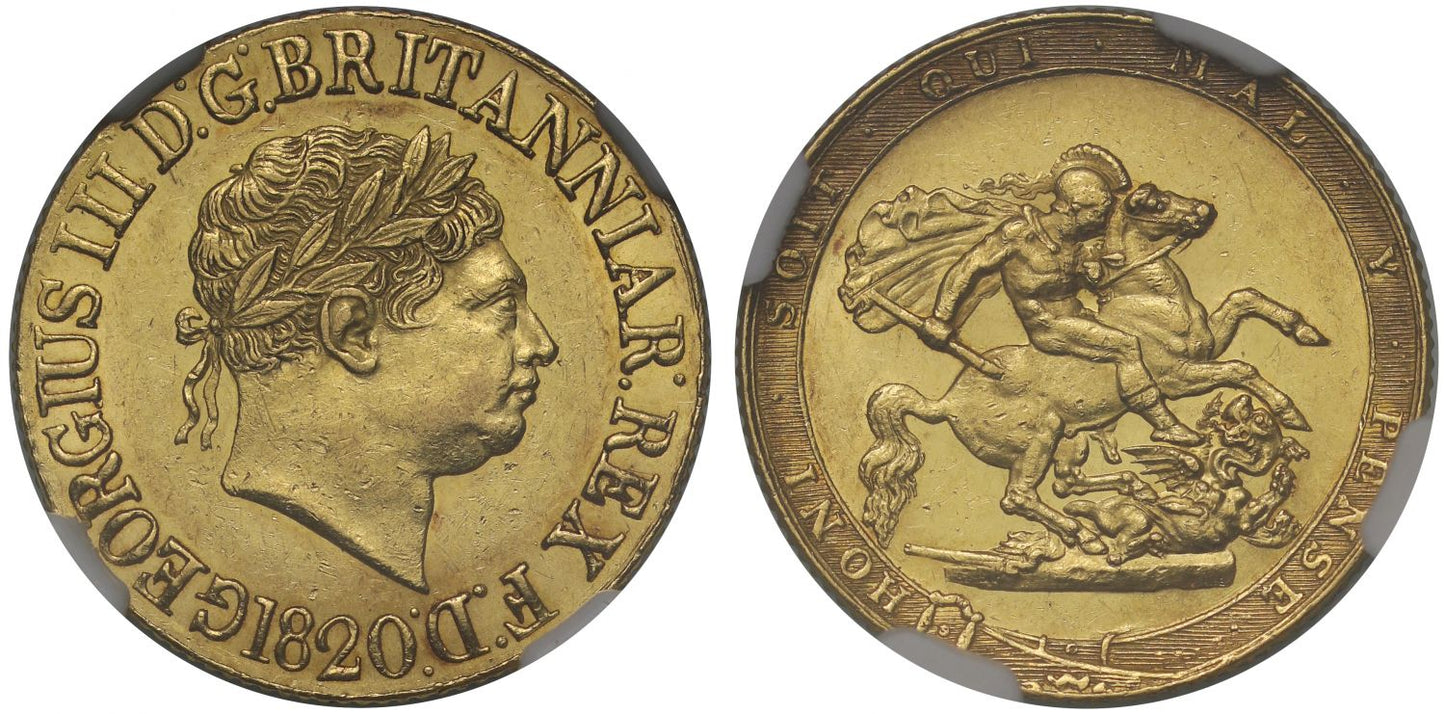 George III 1820 Sovereign MS62, open 2, final year for reign
