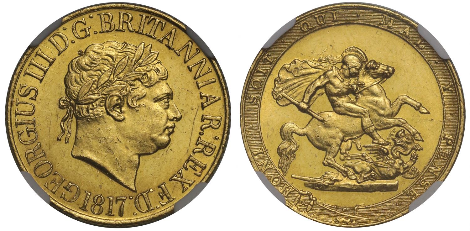 George III 1817 Sovereign, first year for modern sovereign MS61