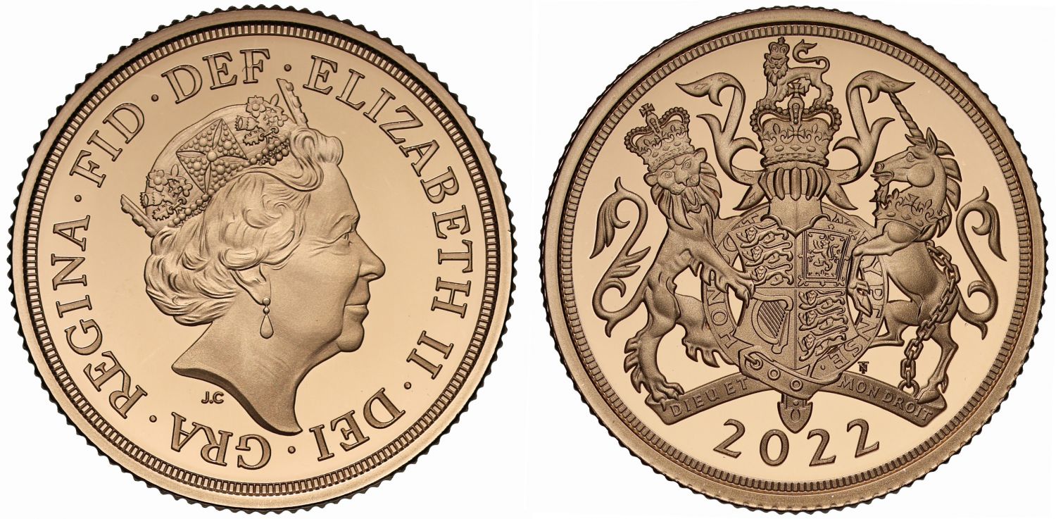 Elizabeth II 2022 proof Piedfort Sovereign