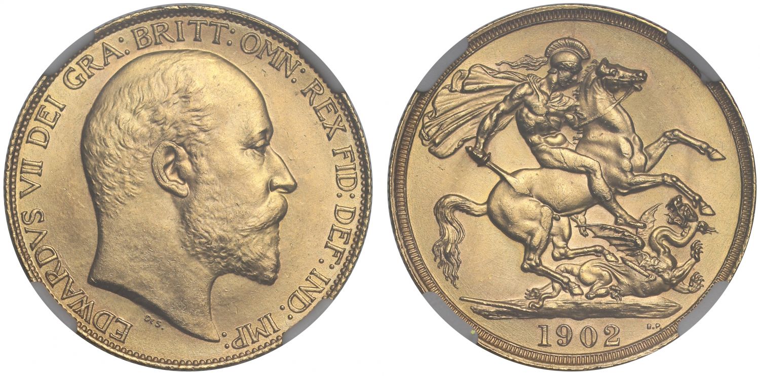 Edward VII 1902 Two-Pounds MS64 Coronation year