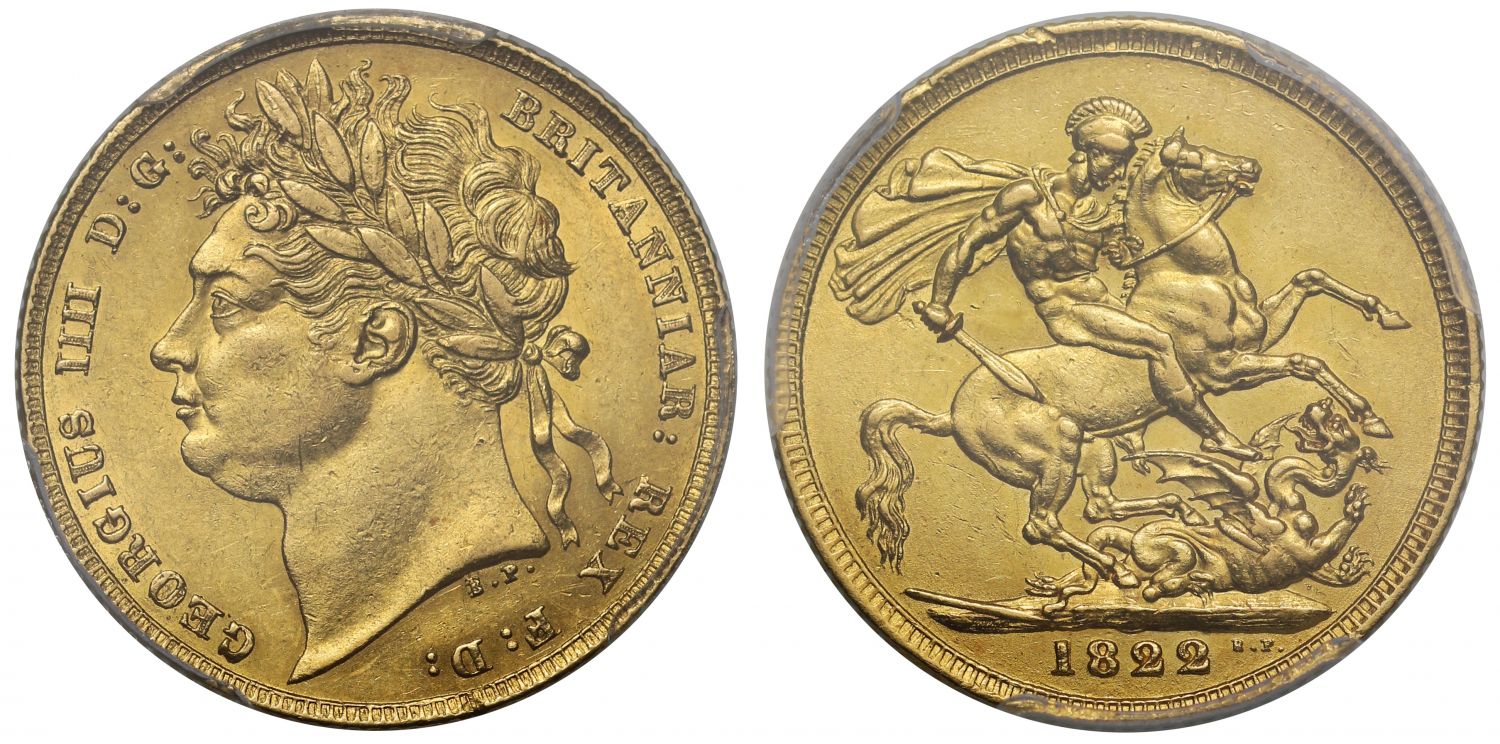 George IV 1822 Sovereign second year AU58