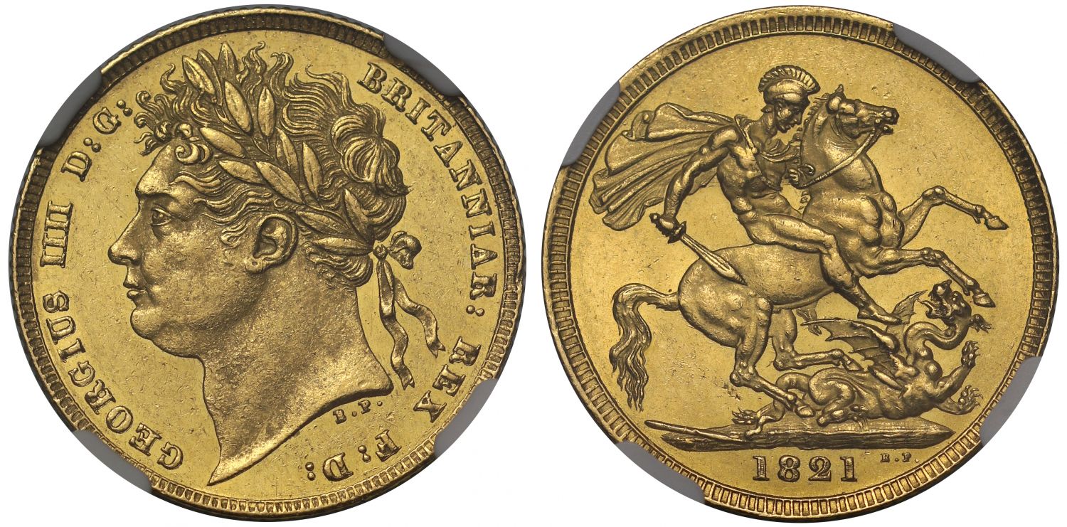 George IV 1821 Sovereign first laureate head MS61