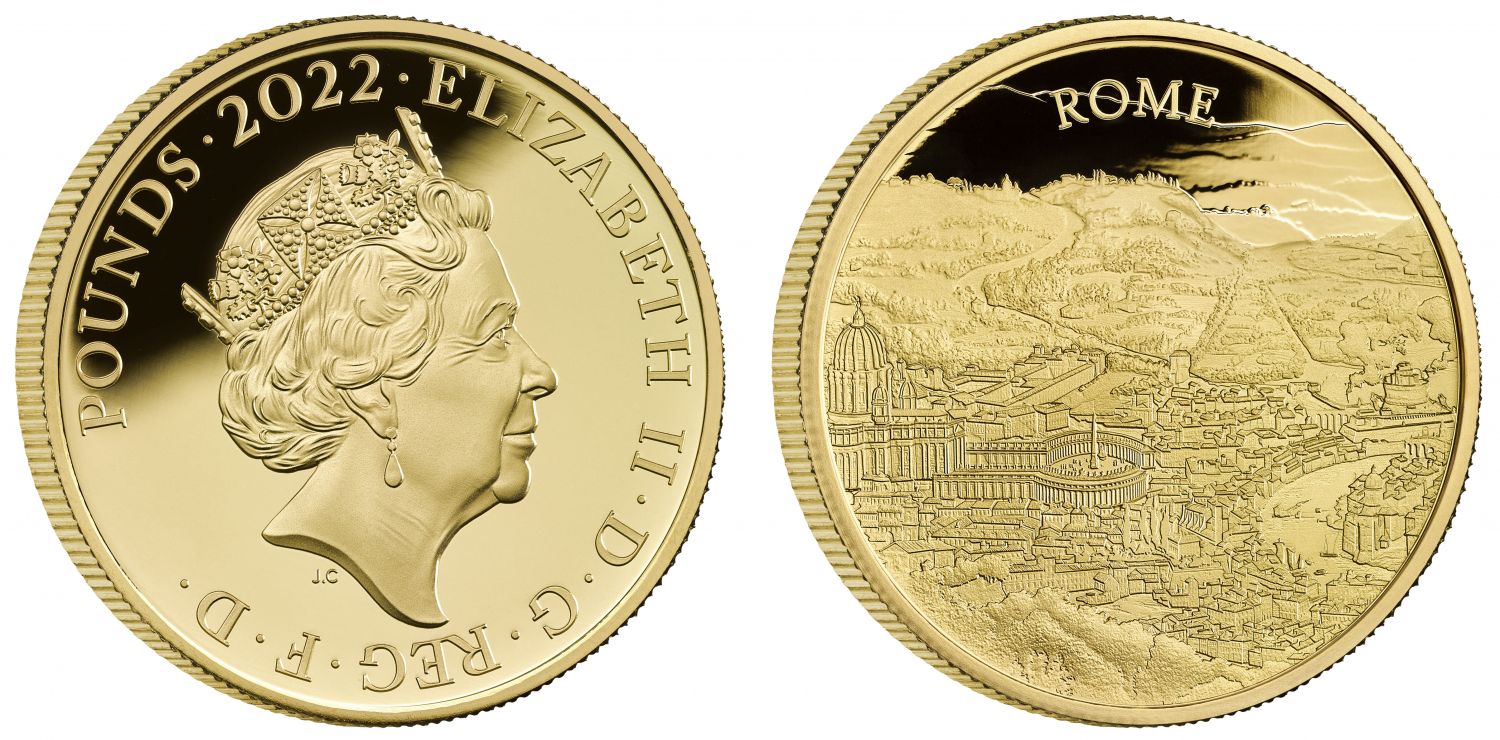 * Elizabeth II 2022 gold proof 5oz City Views Rome