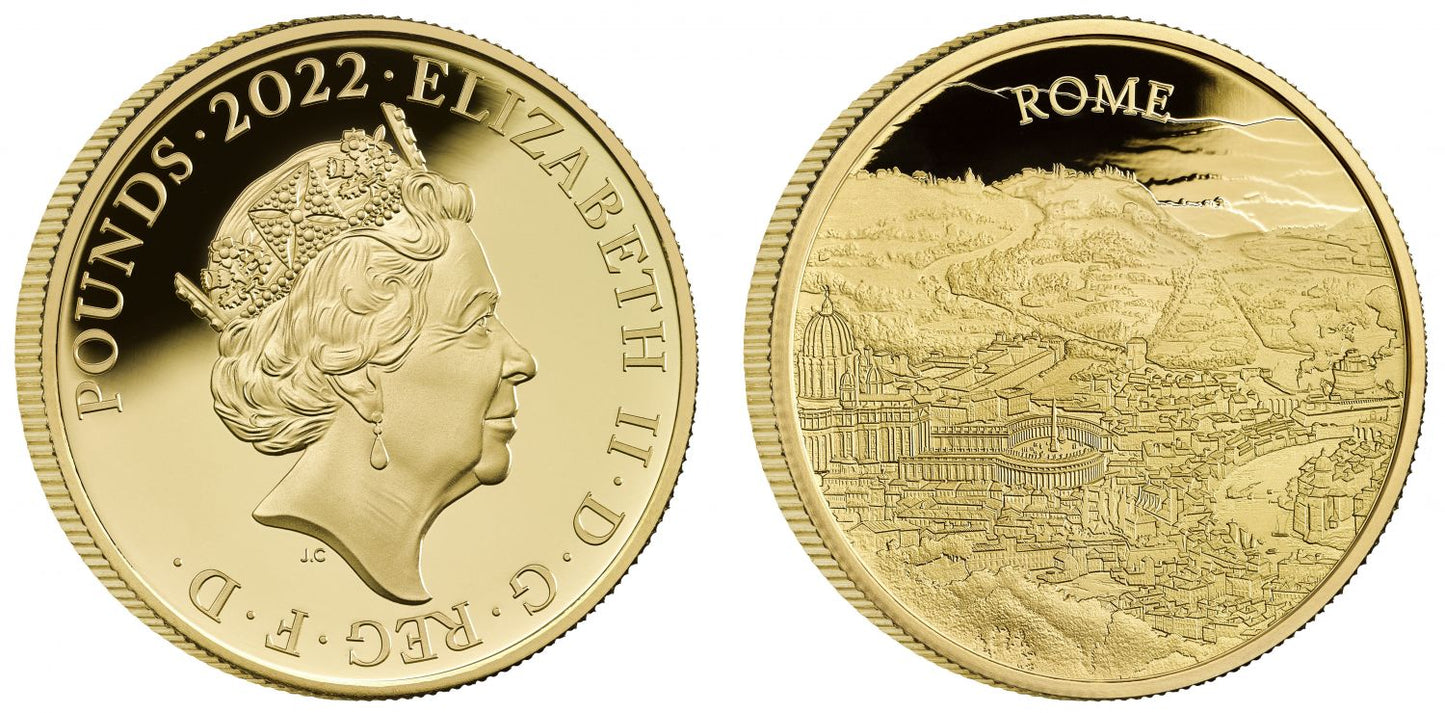 * Elizabeth II 2022 gold proof 5oz City Views Rome