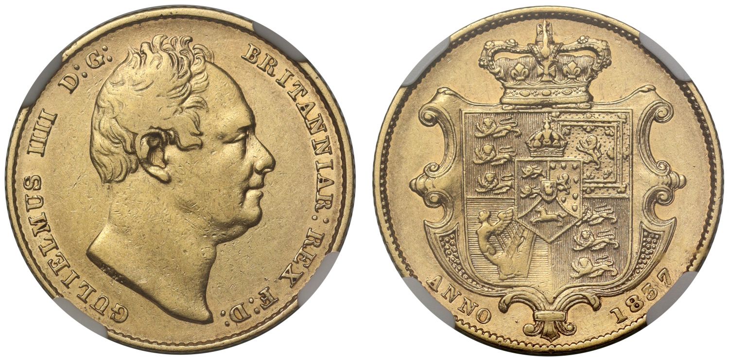 William IV 1837 Sovereign, final year of issue, XF45