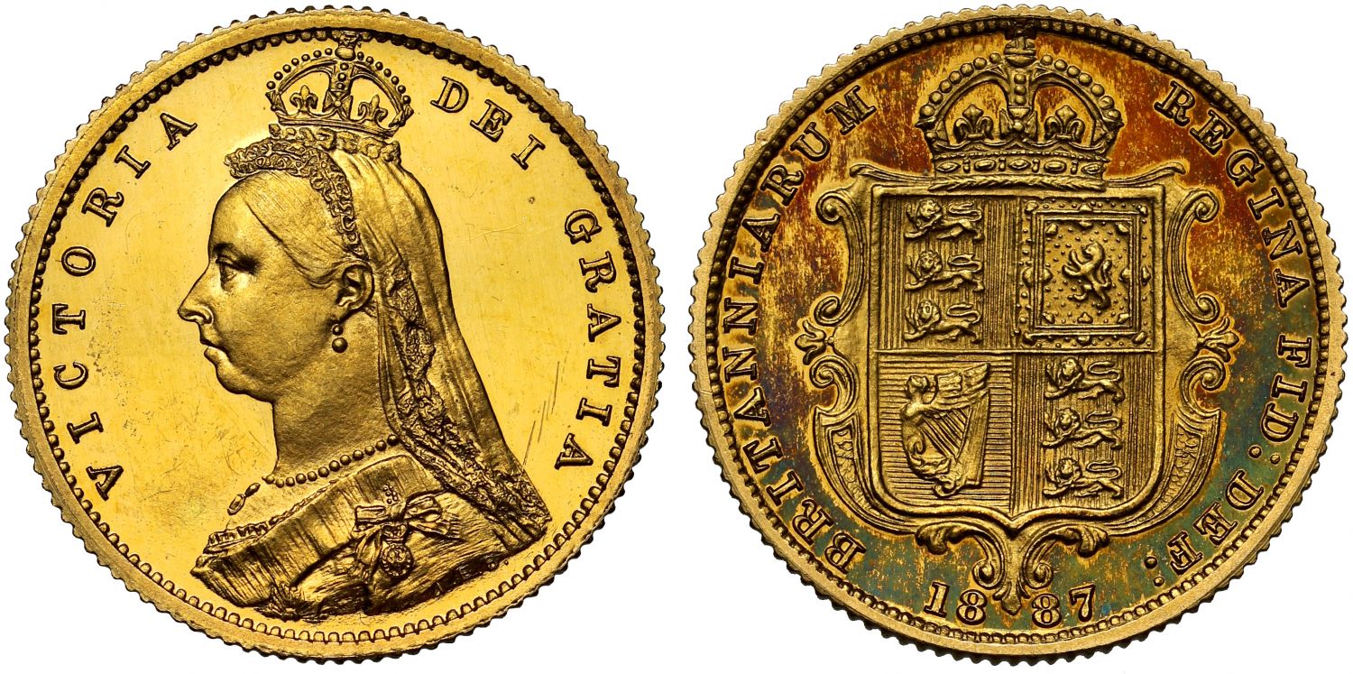 Victoria 1887 proof Half-Sovereign, Golden Jubilee issue