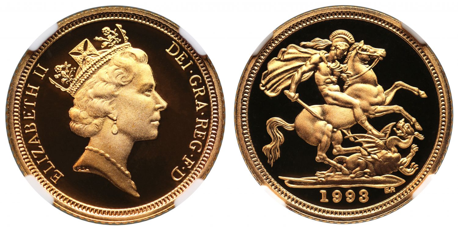 Elizabeth II 1993 proof Half-Sovereign PF70 UCAM