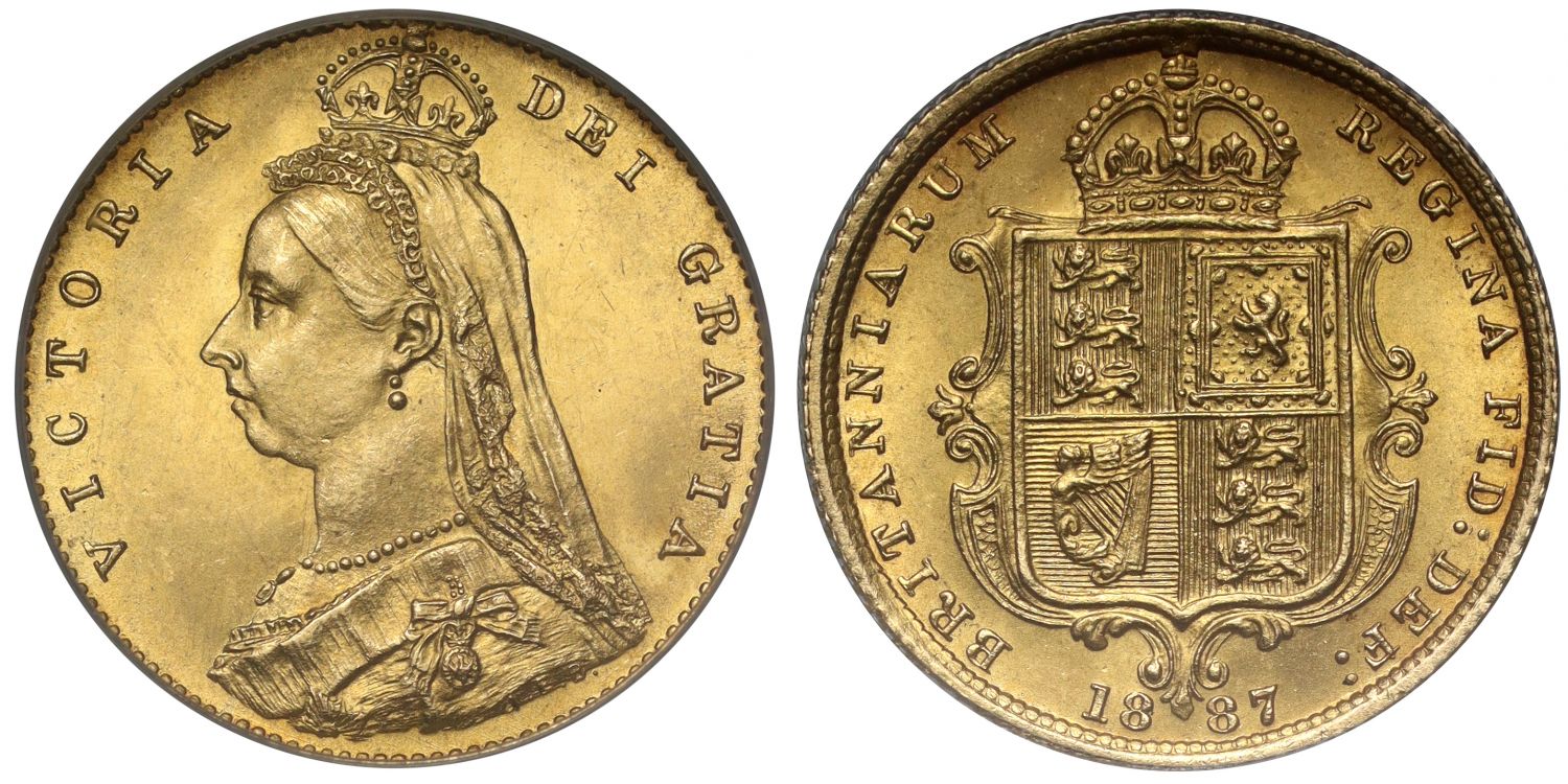 Victoria 1887 Half-Sovereign Imperfect J Dish L508 CGS EF78