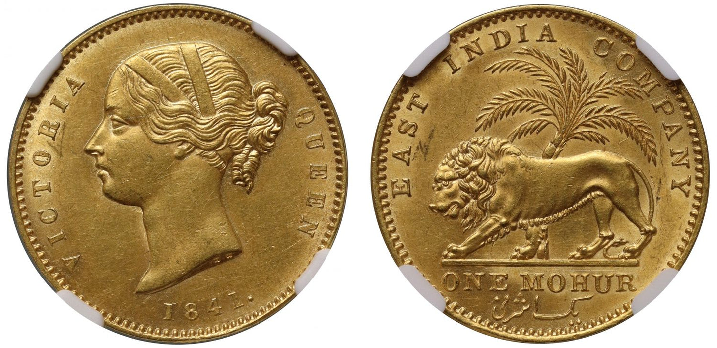 India, Victoria, gold Mohur, 1841 C, MS 61.