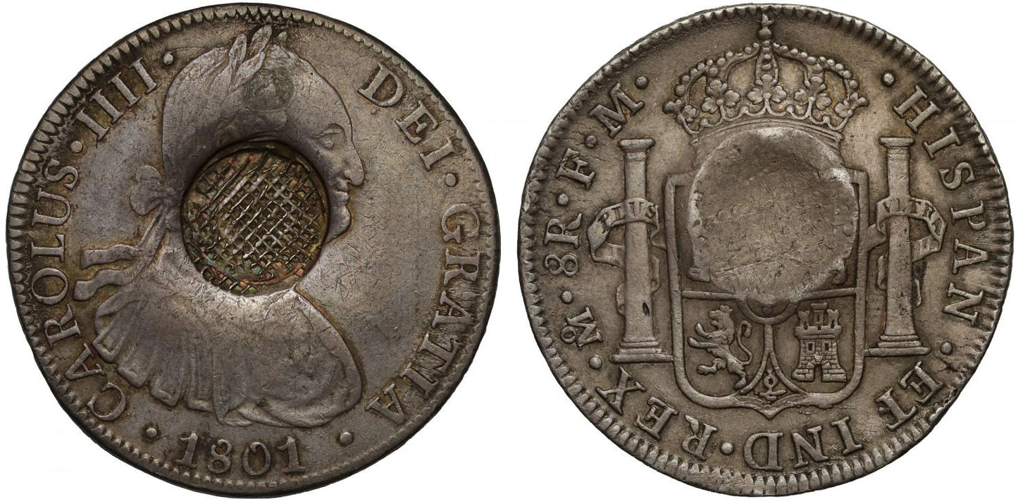 Scotland, 1801 grid iron cancellation over merchant countermark, 1801 FM