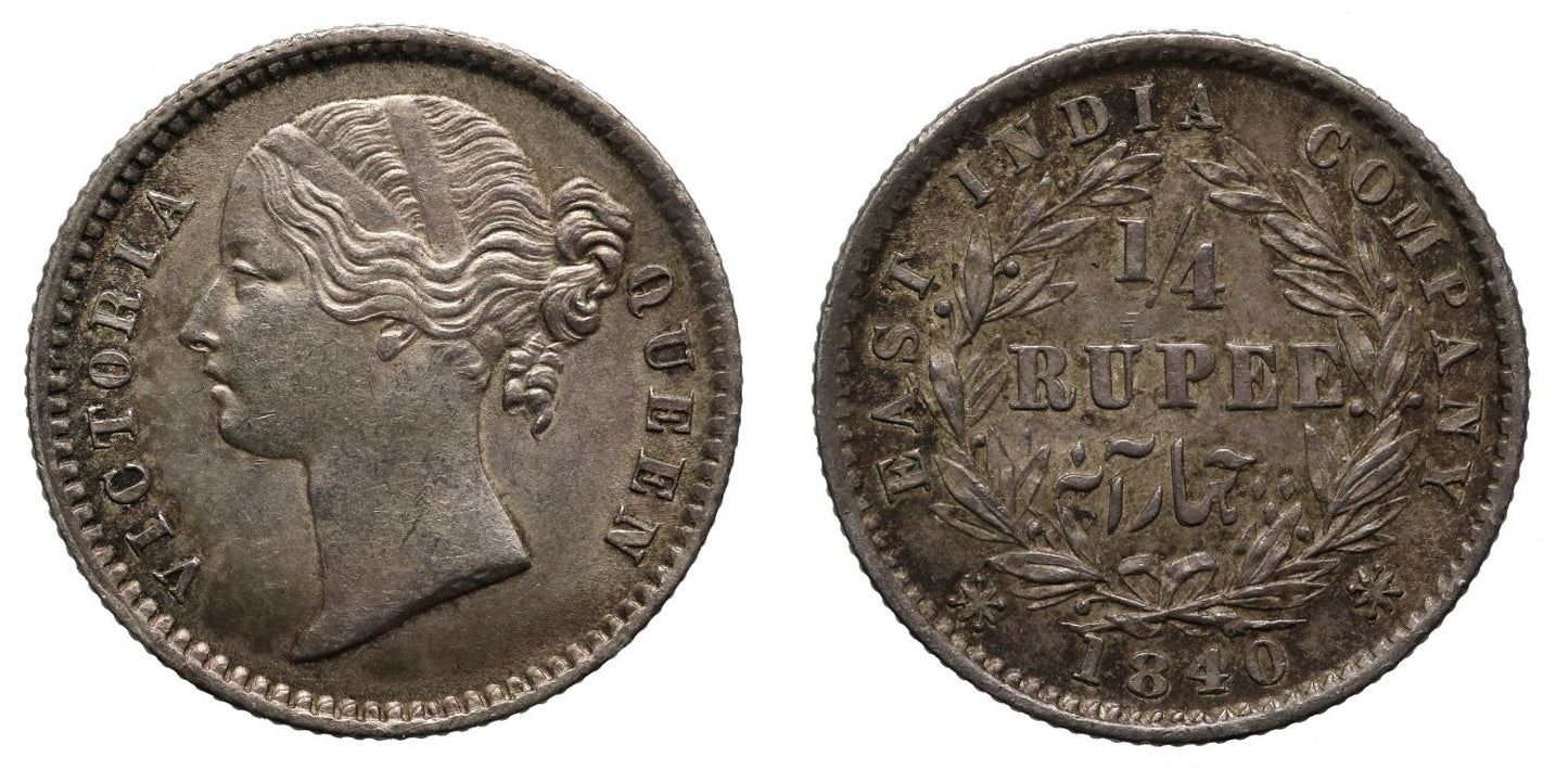 British India, EIC, Victoria, ¼-Rupee, 1840 [B or C]