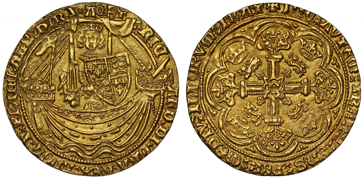 Richard II gold Noble, Calais Mint, type 3a French title resumed