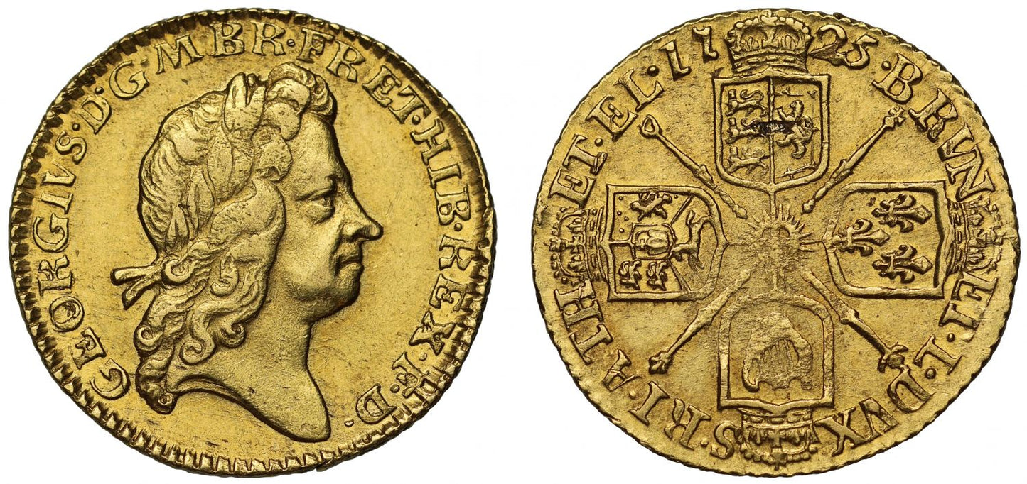 George I 1725 Half-Guinea, second head