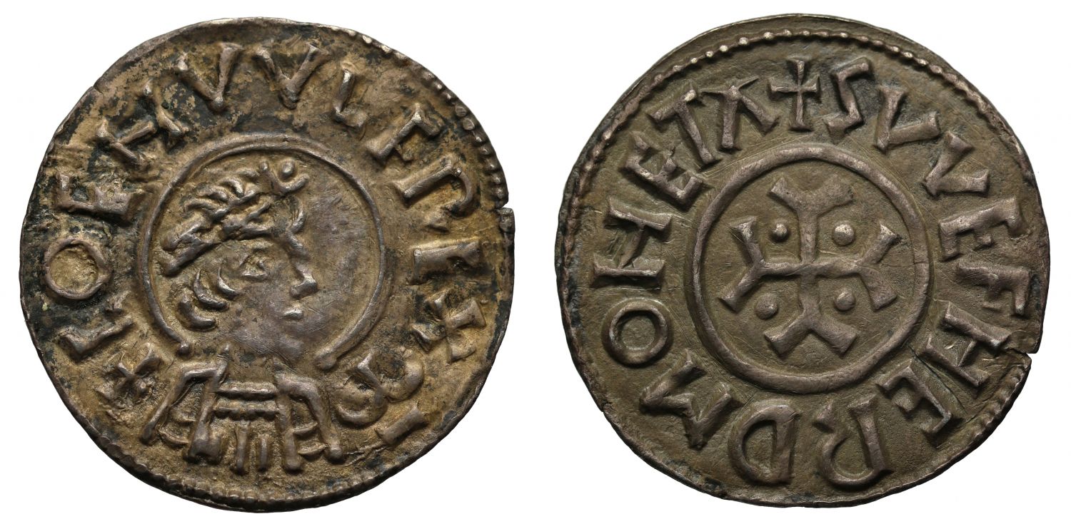 Coenwulf, King of Mercia, portrait Penny, Canterbury Mint, moneyer Swefherd