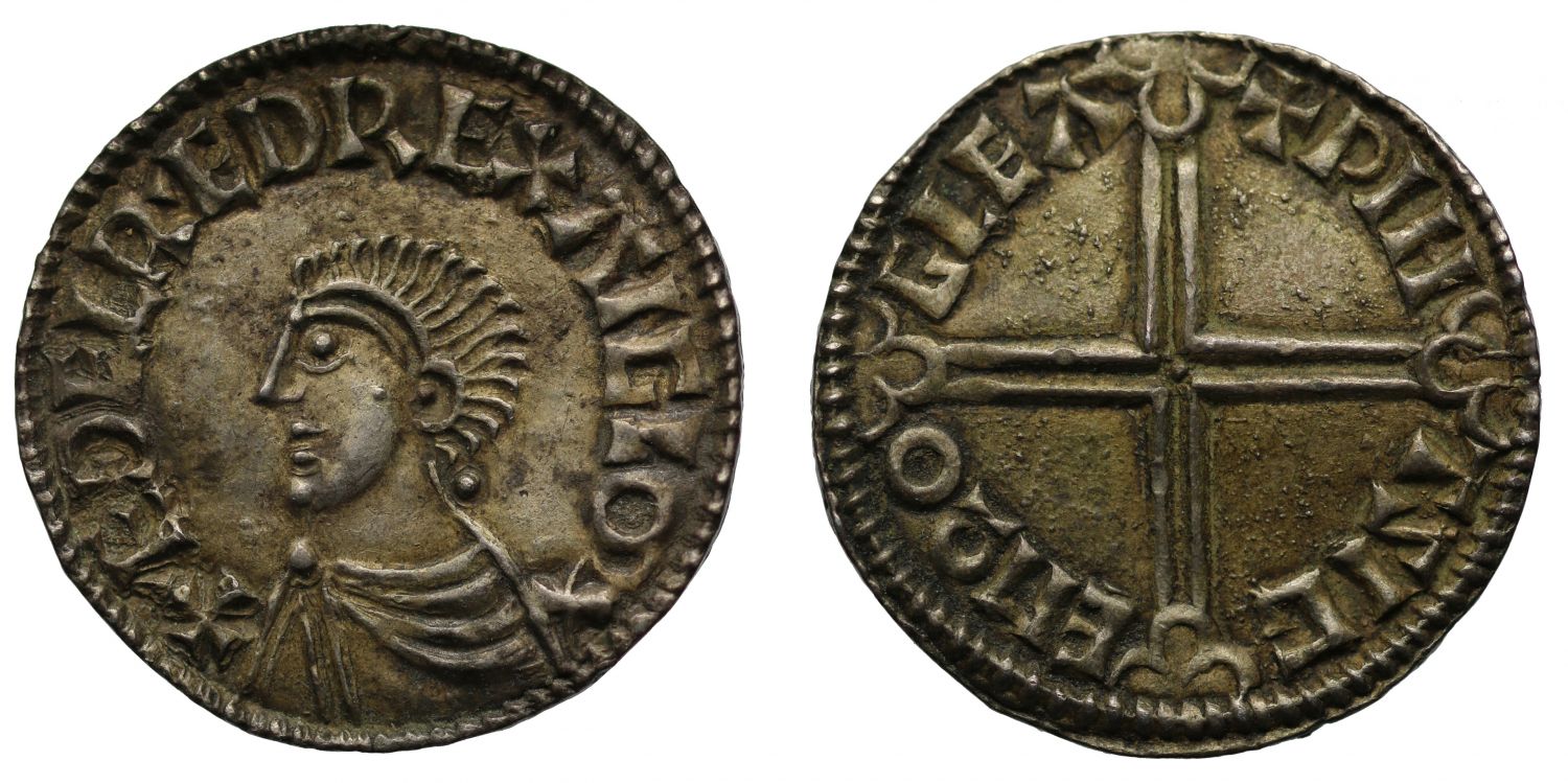 Aethelred II Penny, Long cross type, Gloucester, Wihtsige, ex Miller and English Doctor