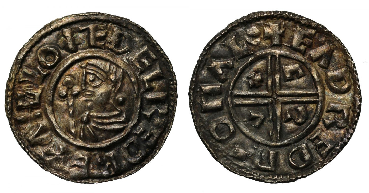 Aethelred II, Penny, small CRVX type, Malmesbury Mint, moneyer Eadred