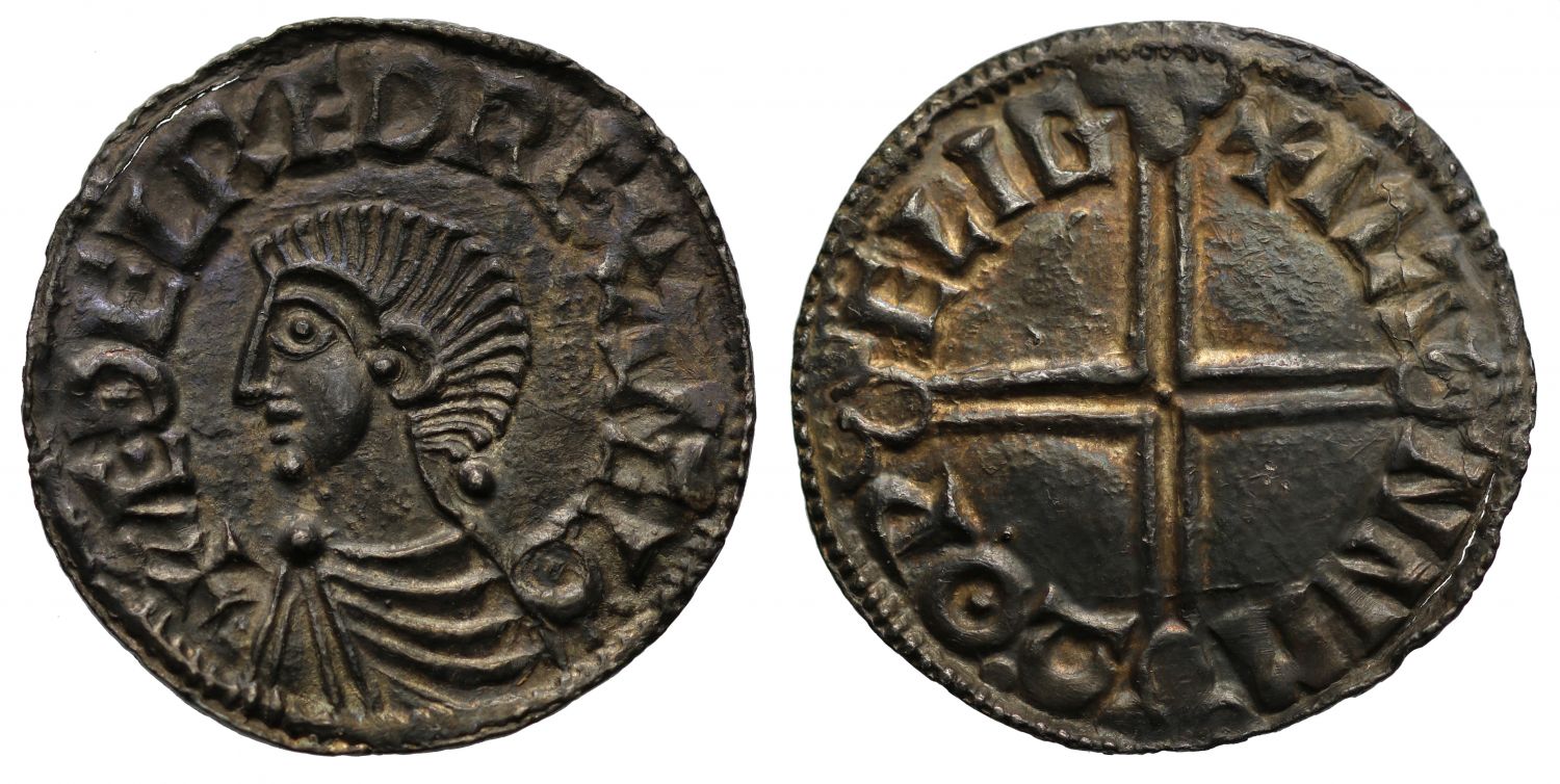 Aethelred II Penny, Long cross type, Wallingford, Manna, ex Millenium Hoard and English Doctor