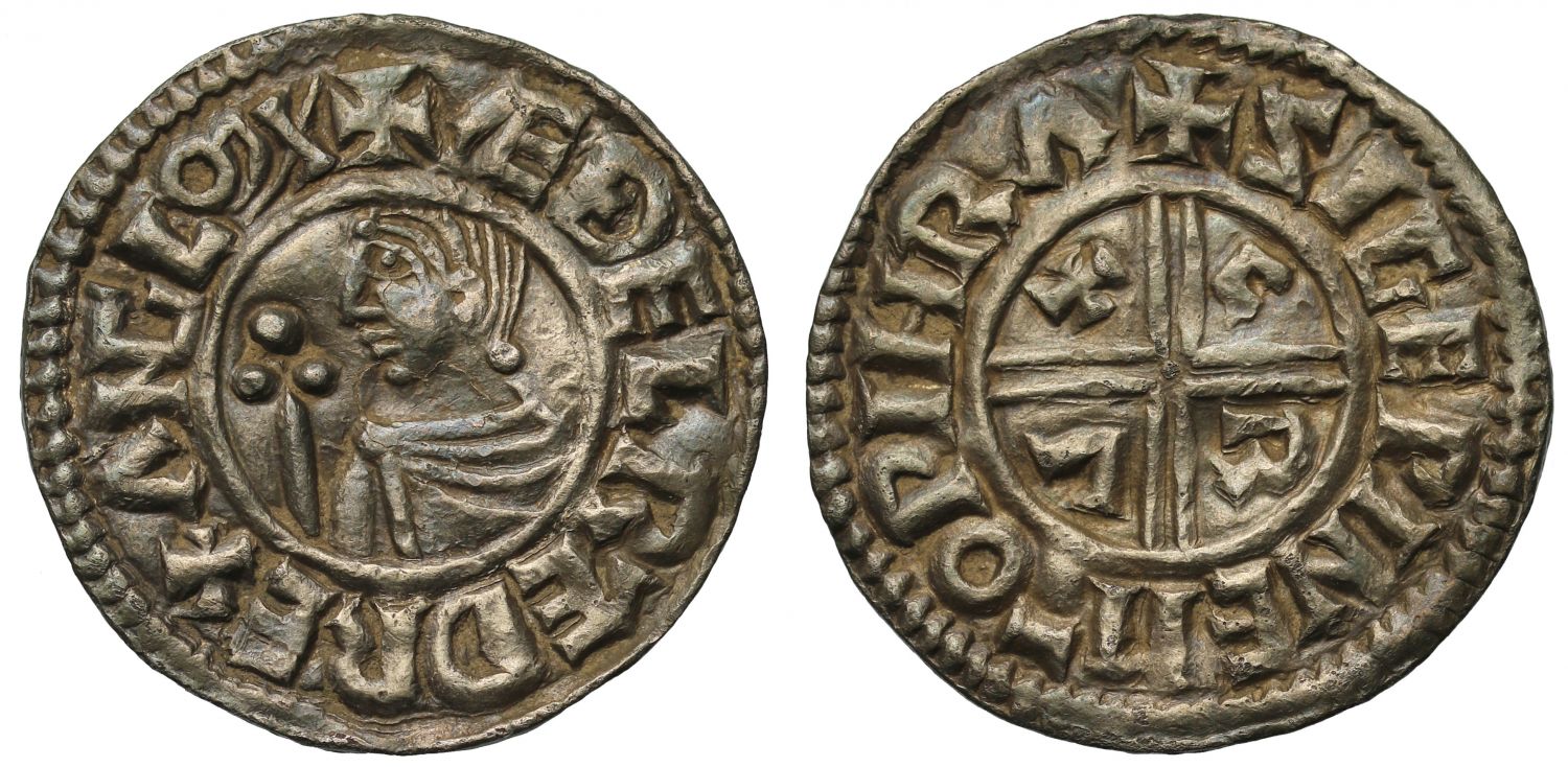 Aethelred II, Penny, CRVX type, Worcester Mint, moneyer Sigewine