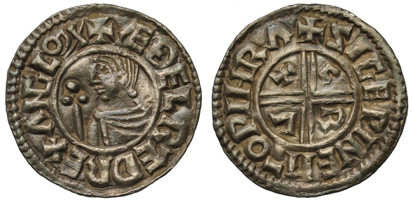 Aethelred II Penny, CRVX type, Worcester, Sigewine, ex English Doctor