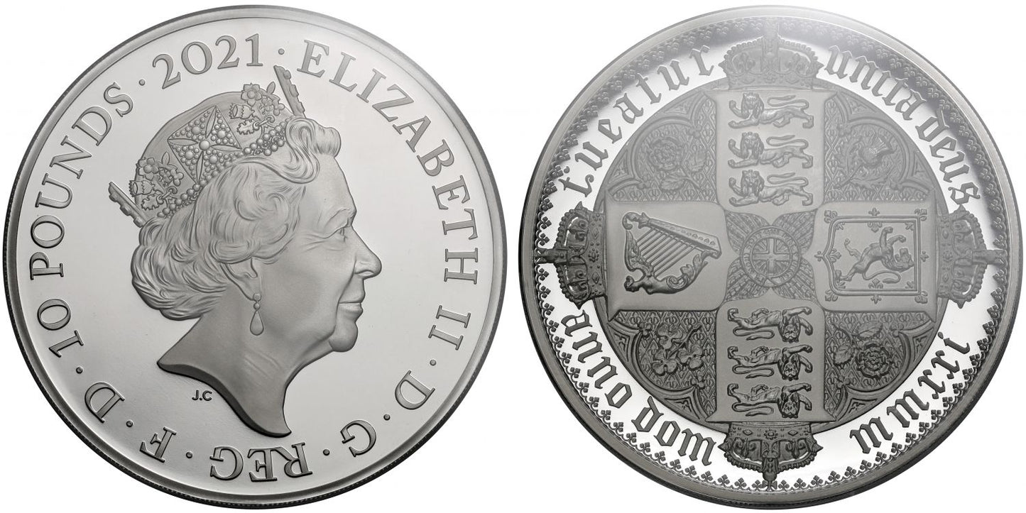QEII 2021 PF70 UCAM silver 10oz Gothic Crown QA
