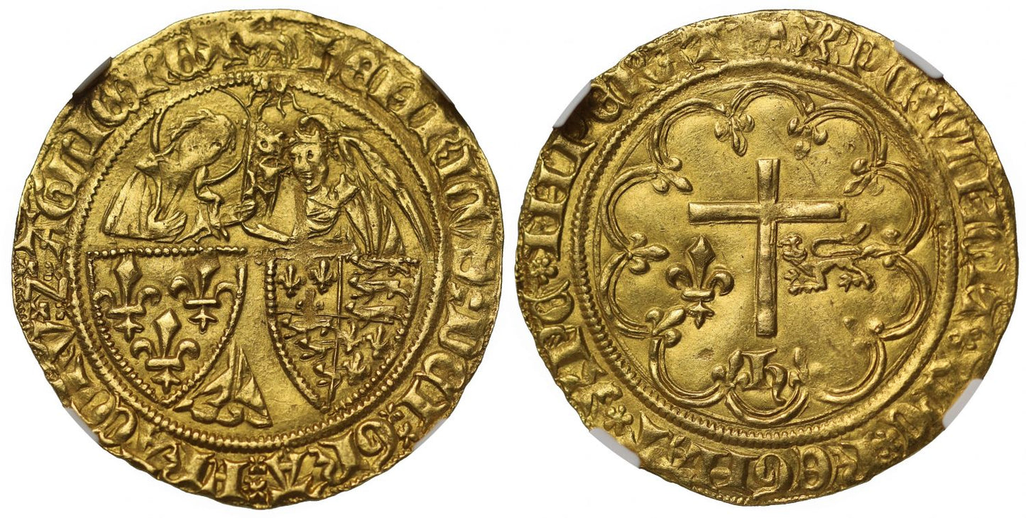 Henry VI gold Salut d'Or Amiens Mint MS63, mm paschal lamb