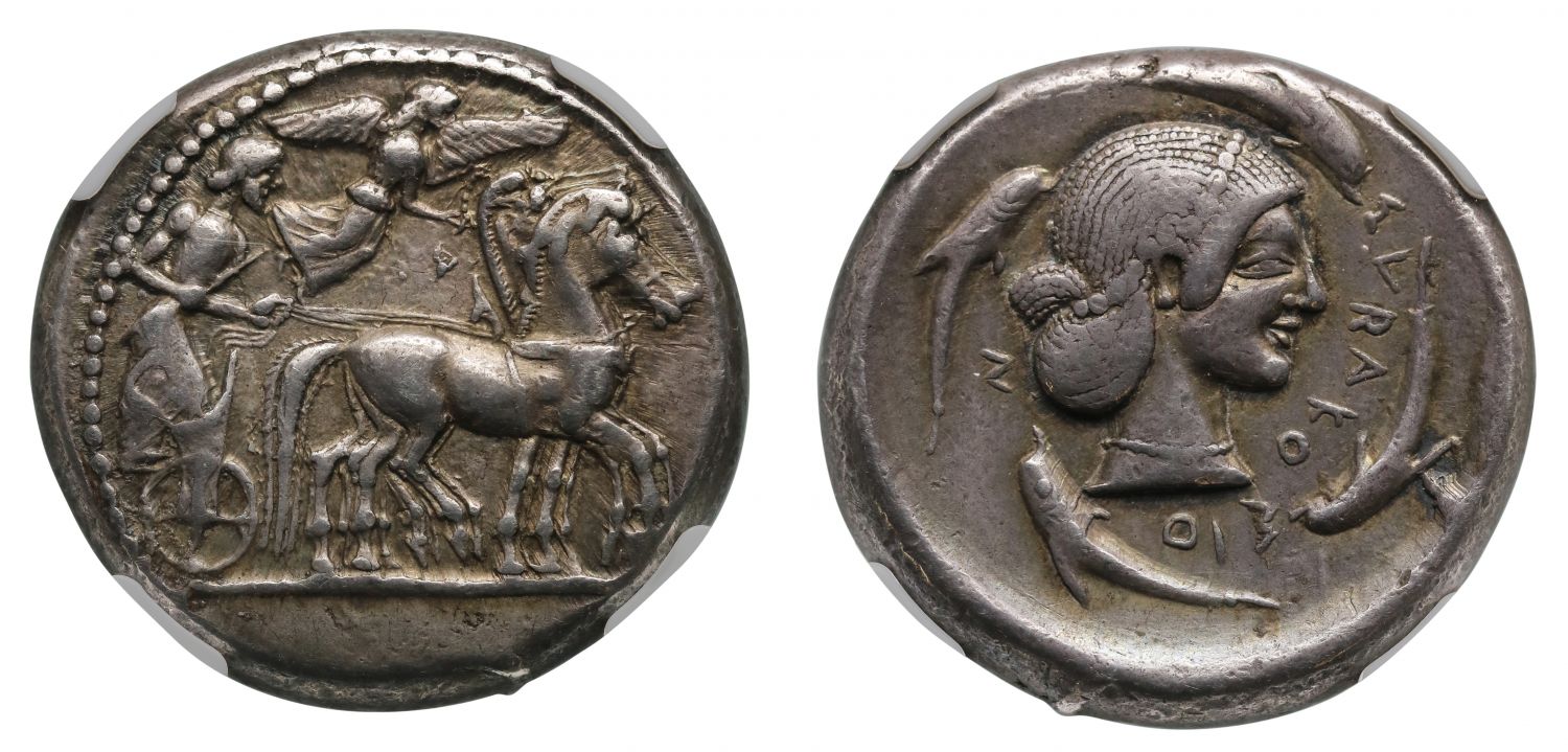 Sicily, Syracuse, Tetradrachm, Ch VF, 5/5, 5/5