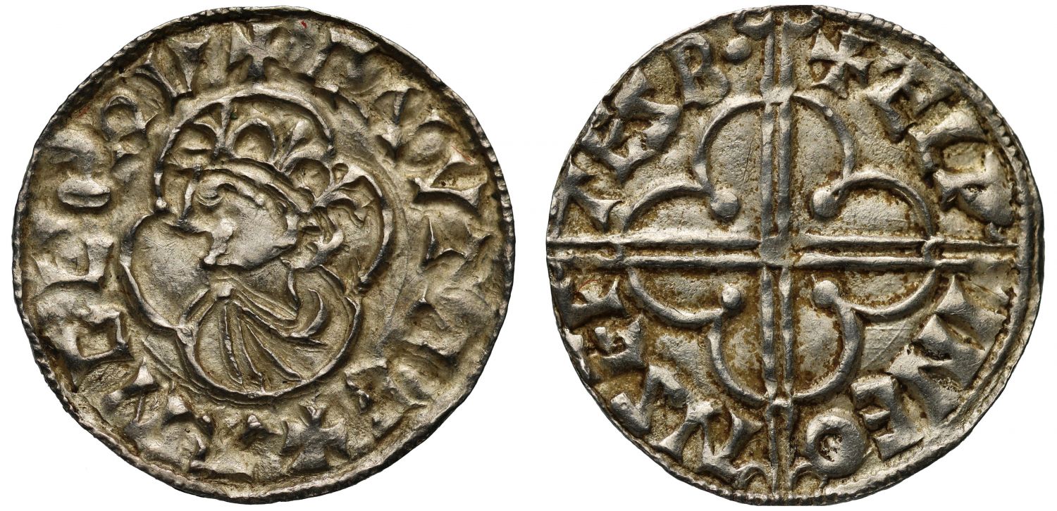 Canute Penny, Quatrefoil type, Shaftesbury Mint, Moneyer Aelfwine