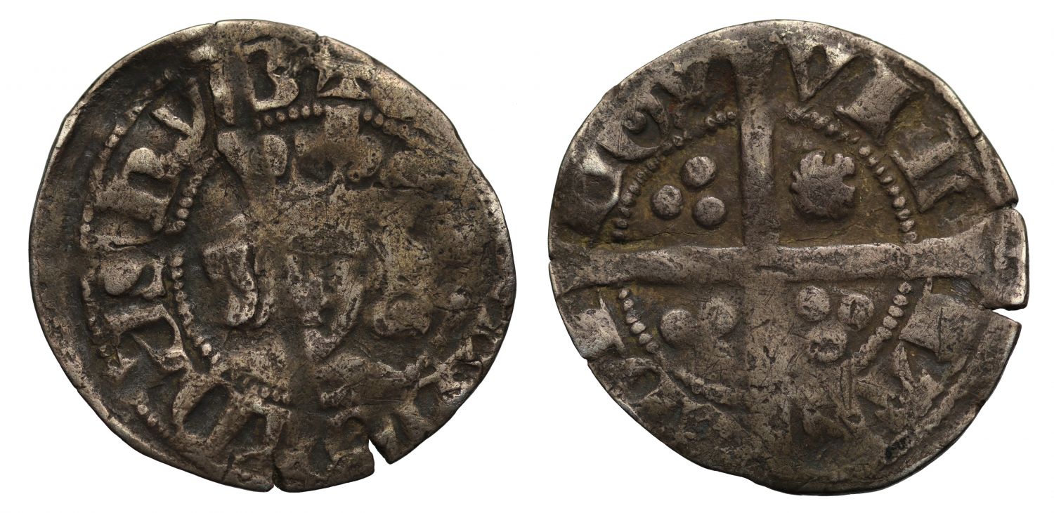 Edward III Penny, 3rd Florin coinage, Reading, scallop in one quarter, ex English Doctor