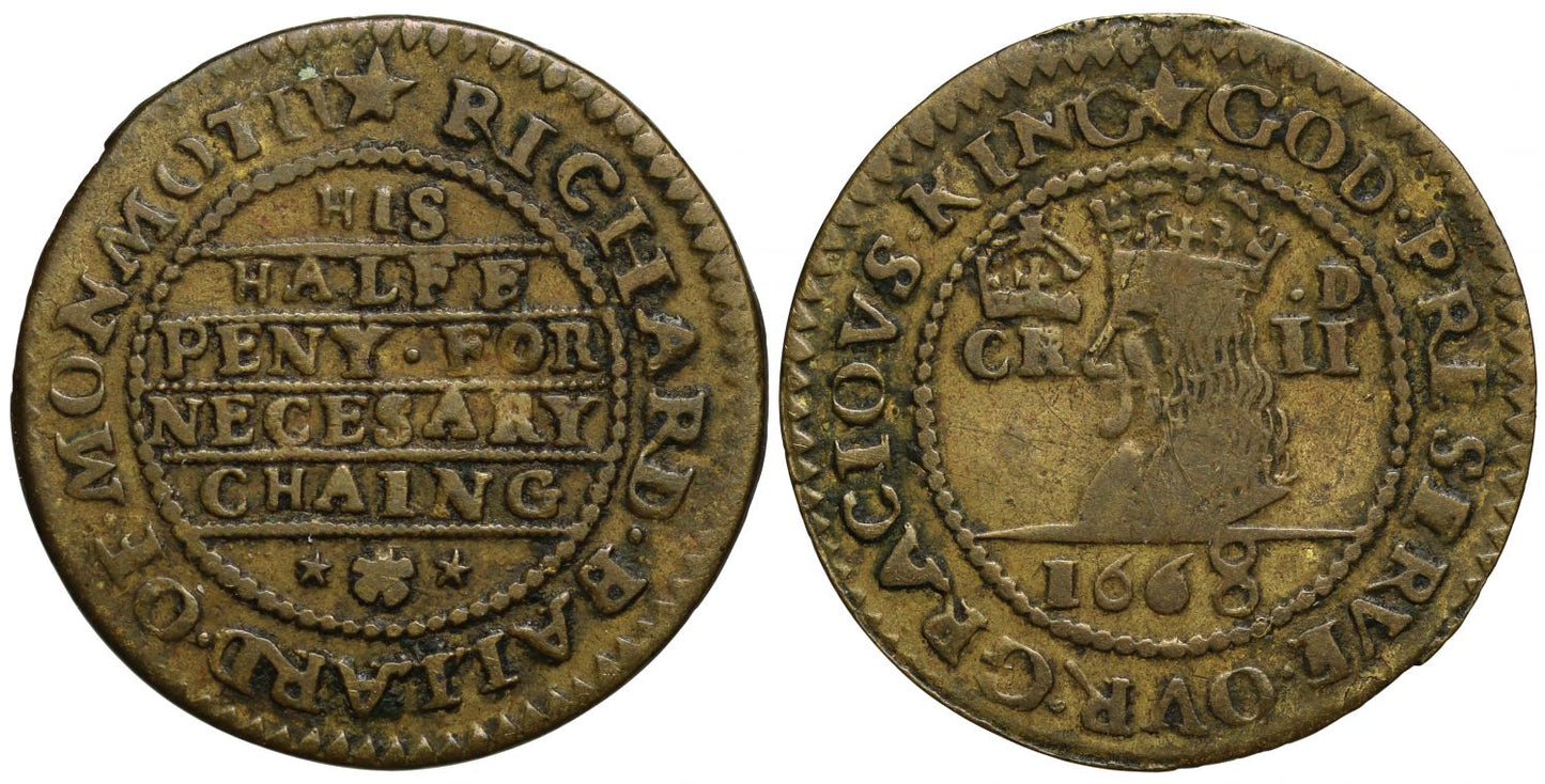 17th Century Monmouthshire Token Halfpenny, Richard Ballard at Kings Head