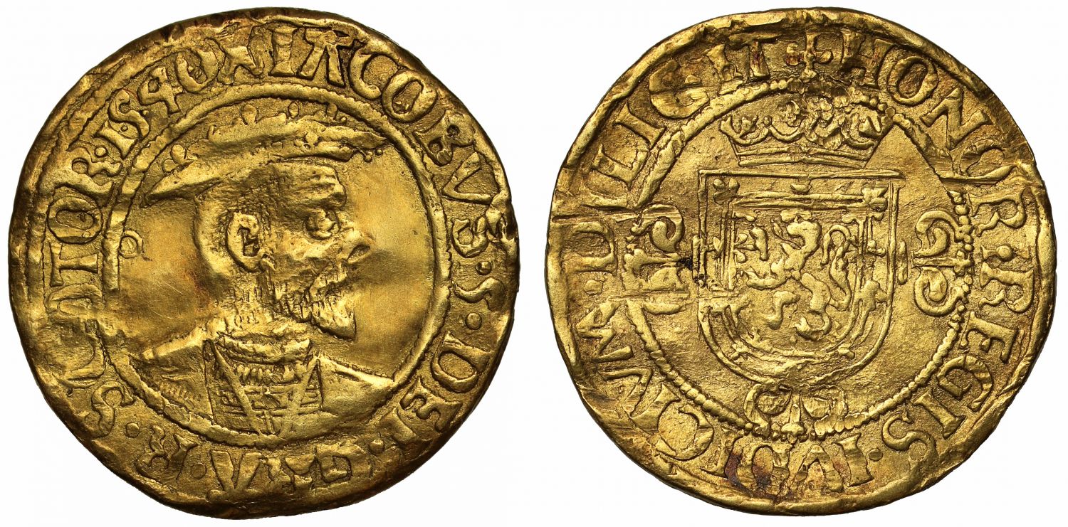 Scotland, James V 1540 Ducat or 'Bonnet Piece' of Forty Shillings, rare issue