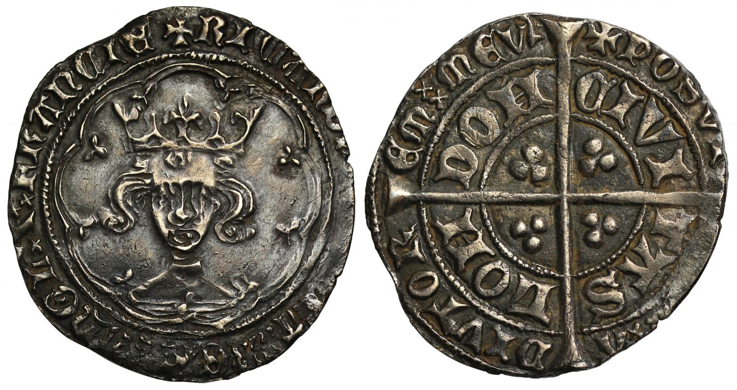 Richard II Groat type III bushy hair more wider to left, ex Potter Collection