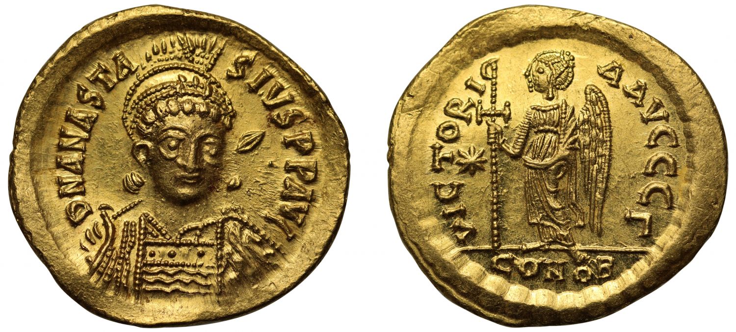 Anastasius, gold Solidus.