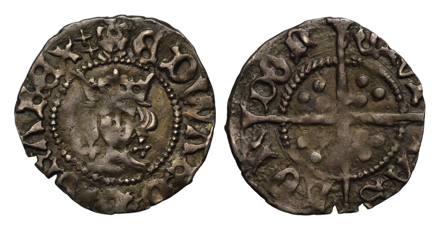 Edward IV Halfpenny, Heavy coinage, London Mint, class II, quatrefoils at neck