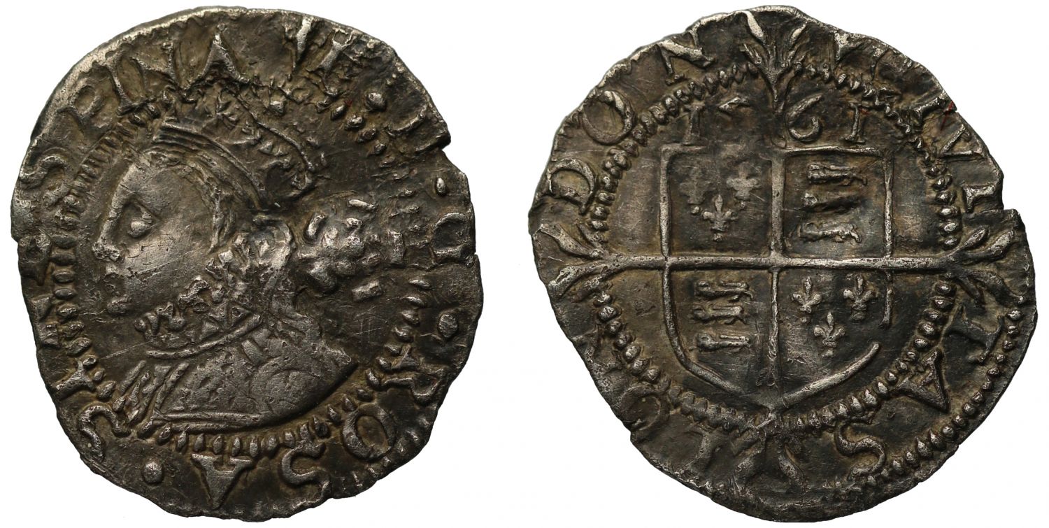 Elizabeth I 1561 Three-Farthings, London, mm pheon