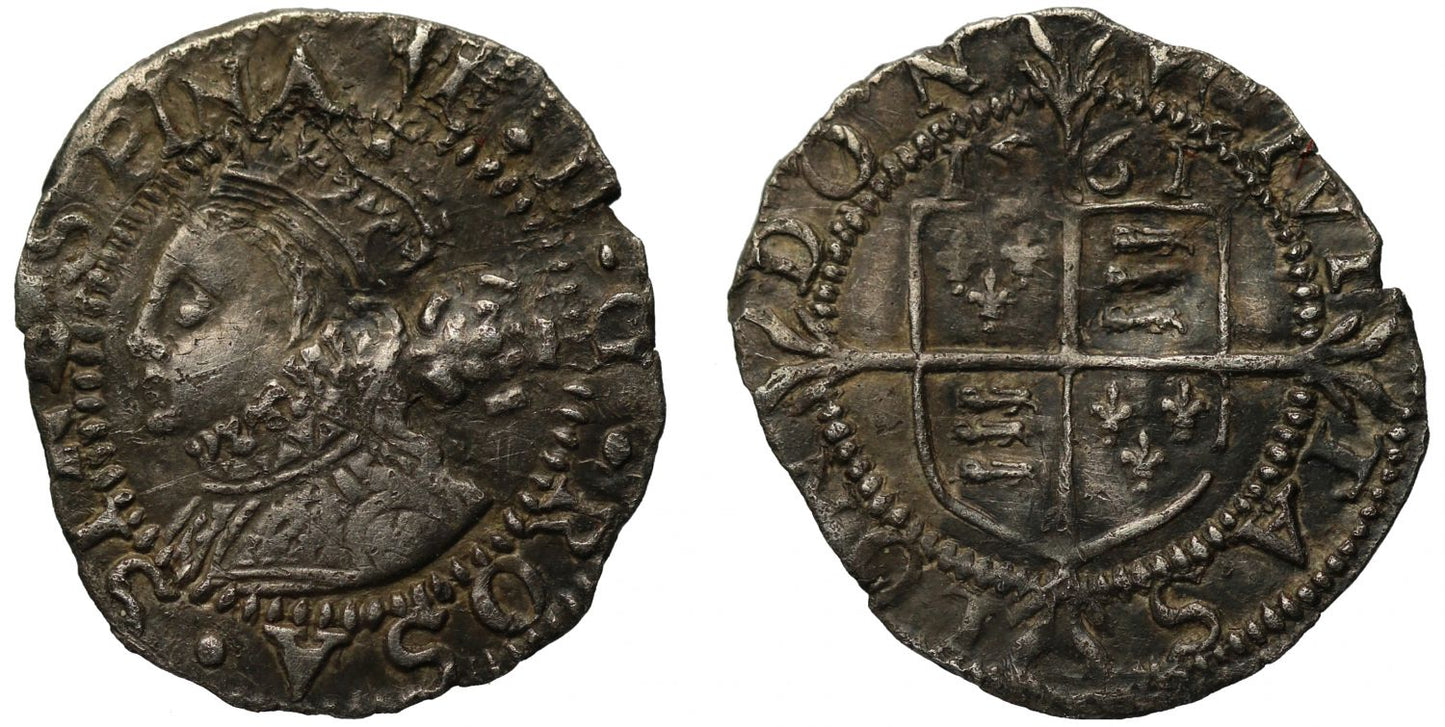 Elizabeth I 1561 Three-Farthings, London, mm pheon