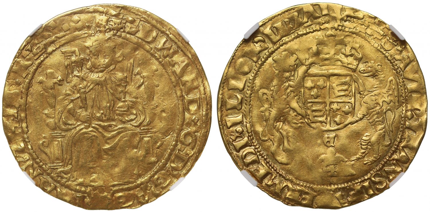 Edward VI Half-Sovereign, Southwark, mm E, XF45, EDWARD 6 legend, ex Baumhauer
