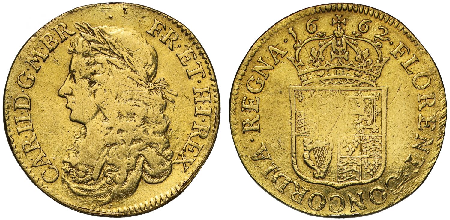 Charles II 1662 gold Pattern Broad, no berries in wreath, about 3400 struck