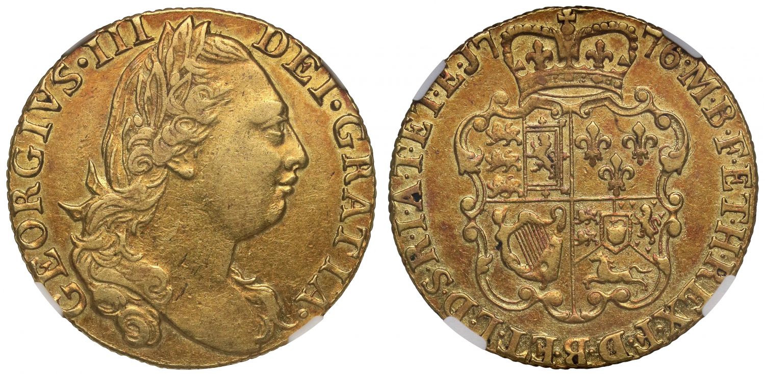 George III 1776 Guinea XF45 year of American War of Independence