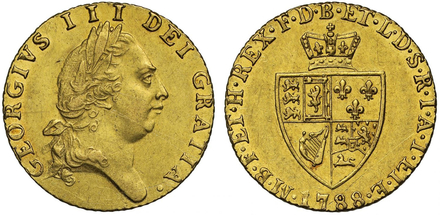 George III 1788 Half-Guinea, fifth head, spade shaped shield reverse