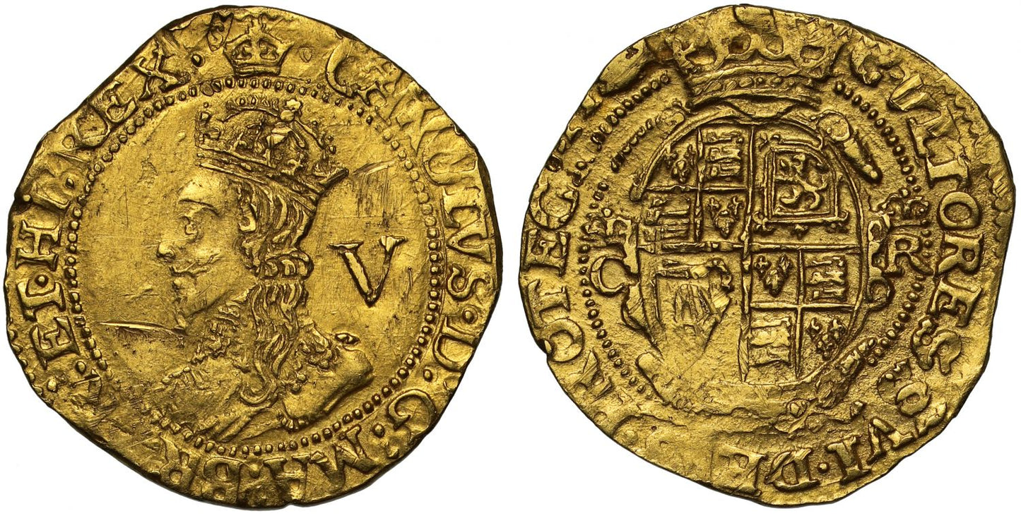 Charles I gold Crown Tower Mint group D, fourth bust, mint mark crown