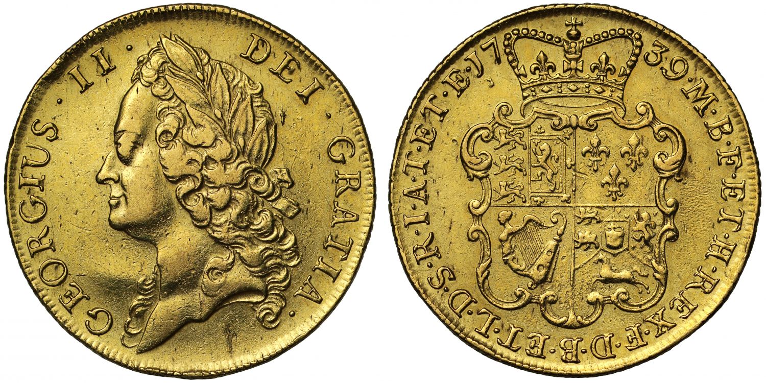 George II 1739 Two-Guineas, intermediate head first year