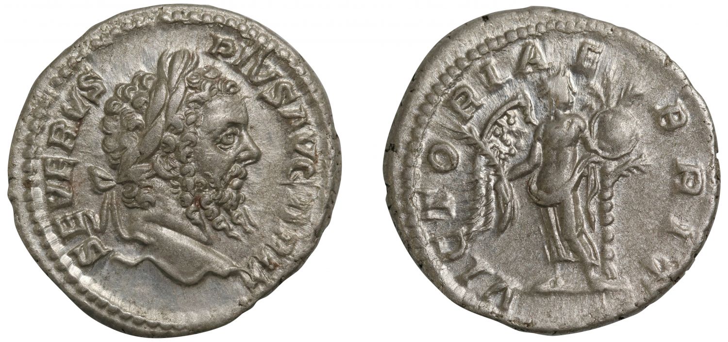 Septimius Severus, silver Denarius, Victory in Britain.